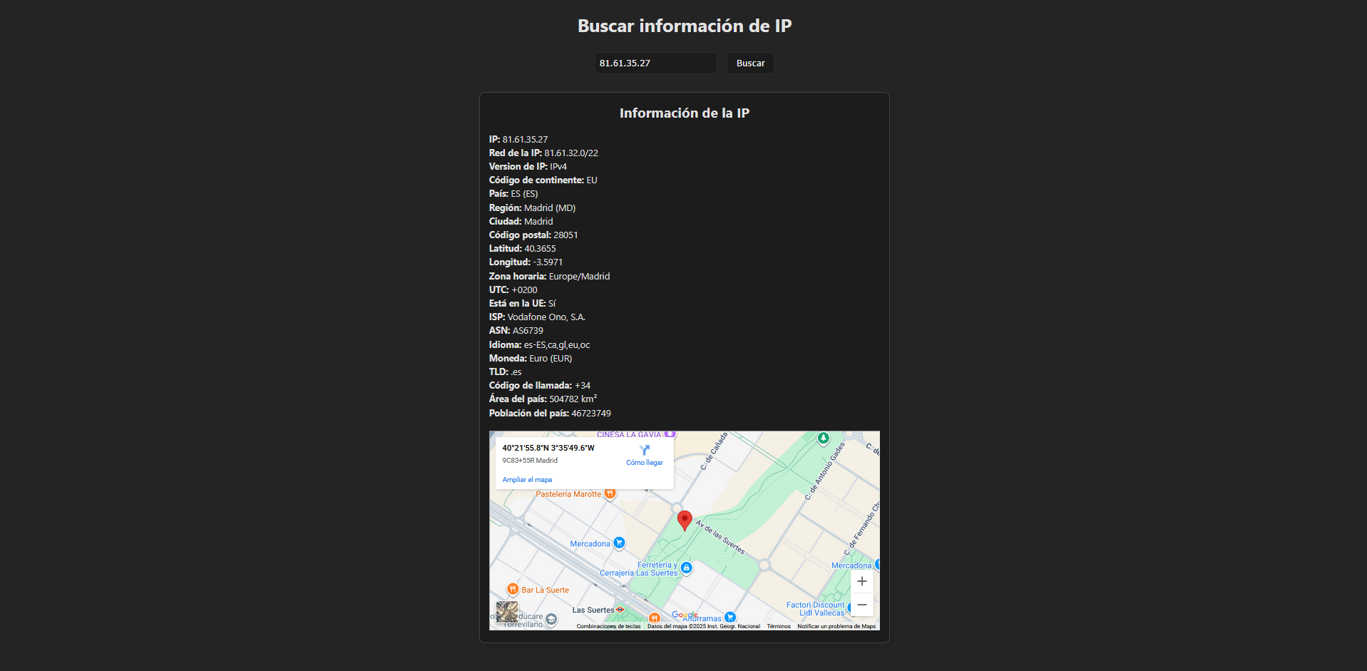 Buscar información IP